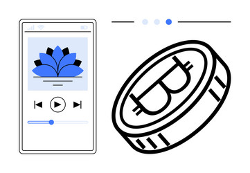 digital wallet featuring cryptocurrency coin vector image