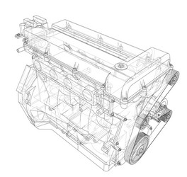 engine sketch rendering of 3d vector