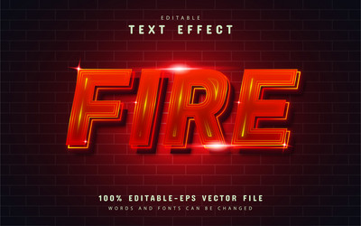 fire text effect with red gradient vector image