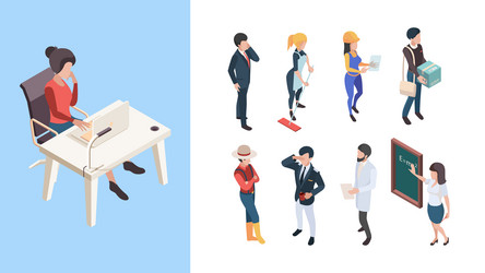 Isometric professions 3d people service workers vector