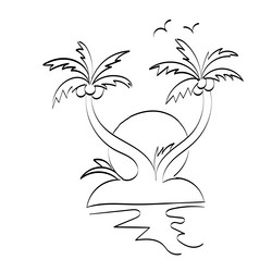 Palm tree line drawing for print vector