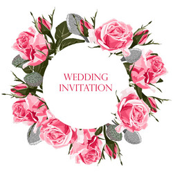 Pink Rose Wedding Card vector image