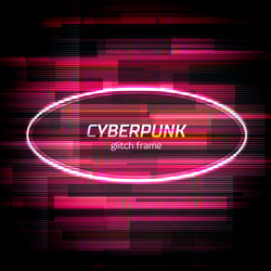 glitch cyberpunk frame with technology error vector image