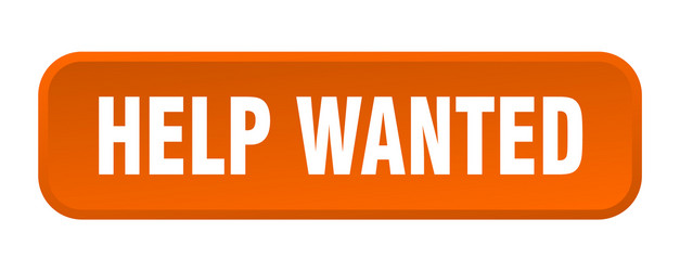 help wanted button square 3d push vector image