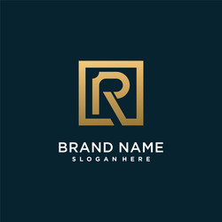 R logo with golden hexagon concept type r6 luxury Vector Image