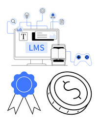 learning management system with digital interface vector image