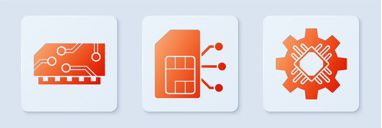 set sim card ram random access memory vector image