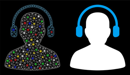 glowing mesh network listen operator icon vector image
