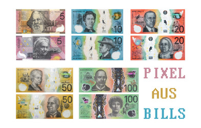 plastic pixel money set of australian dollars vector