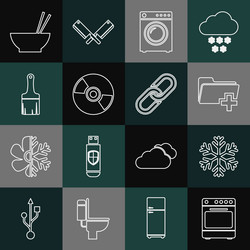 set line oven snowflake add new folder washer vector image