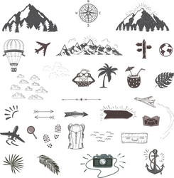 Travel Objects & Icons Set vector image