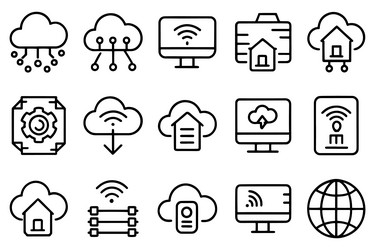 cloud computing big data icon set editable stroke vector image