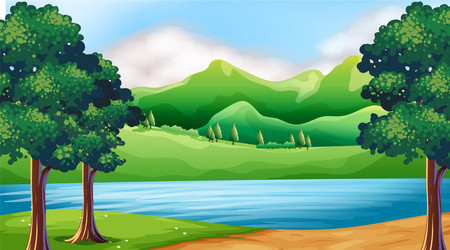 Forest background with the nature scene Royalty Free Vector