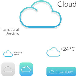 cloud stylish logo icon and button concept set vector image
