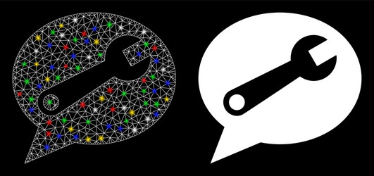 glowing mesh network service message icon vector image