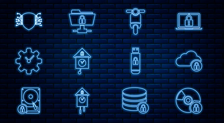 set line cd or dvd disk with lock cloud computing vector image