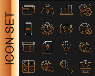 set line computer monitor with graph chart user vector image