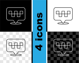 set line map pointer with taxi icon isolated vector image