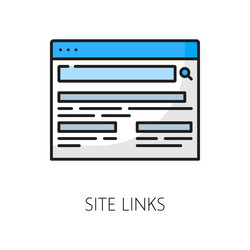 site links icon with search engine result page vector image