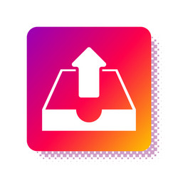 white upload inbox icon isolated on vector image