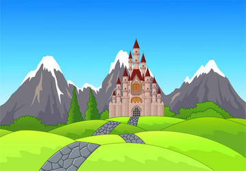 beautiful castle on the hill vector