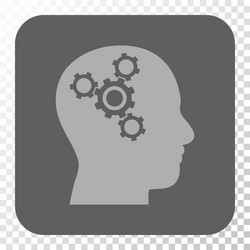 brain mechanics rounded square button vector image