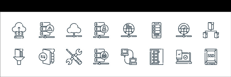 database and servers line icons linear set vector image