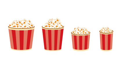 popcorn buckets large medium and small portion vector