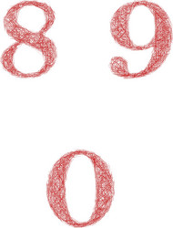 red sketch font set - numbers 8 9 0 vector