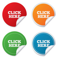 Round Click Here Button Stickers vector image