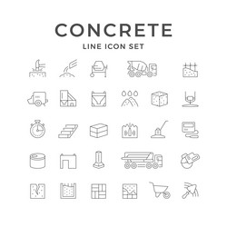 set line icons of concrete vector