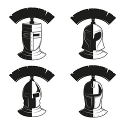 set of icons ancient helmets vector image