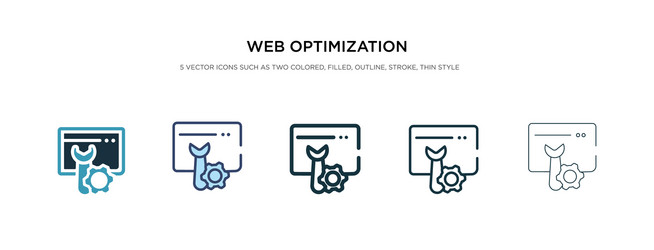 Web optimization icon in different style two vector