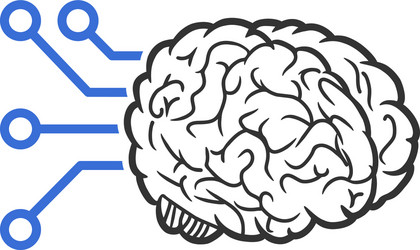 Brain computer interface icon vector