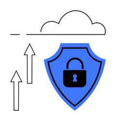 data transfer to cloud with secure shield and lock vector image