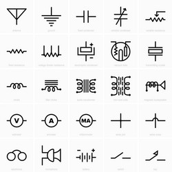 Electrical circuit and radio components vector