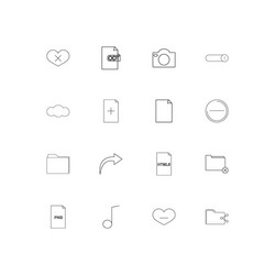 files and folders sign linear thin icons set vector image