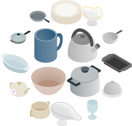 Pastry set icons isometric 3d style vector