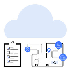 cloud-based logistics with checklist delivery vector image