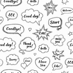 hand drawn set of speech bubbles with dialog vector image