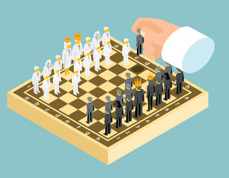 isometric 3d business chess figures vector