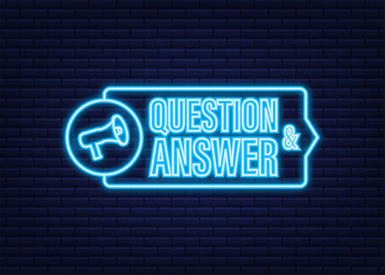 megaphone with question and answer neon icon vector image