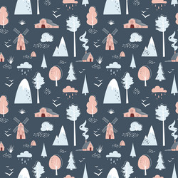 Minimalistic seamless pattern with mountains vector