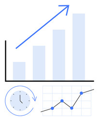 progress growth chart with rising bar graph line vector image