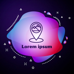purple line map pointer with mountain icon vector image
