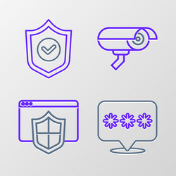 set line password protection browser with shield vector image