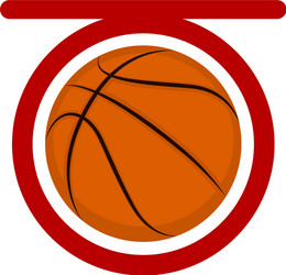 Top view of a basketball ball on net vector