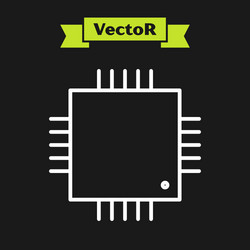 white line computer processor with microcircuits vector image