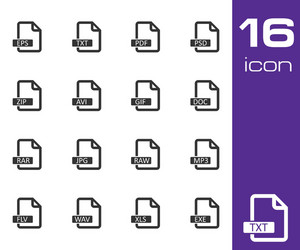 black file format icons set vector image
