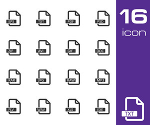 black file format icons set vector